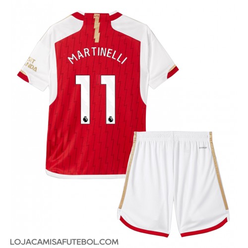 Camisa de Futebol Arsenal Gabriel Martinelli #11 Equipamento Principal Infantil 2023-24 Manga Curta (+ Calças curtas)